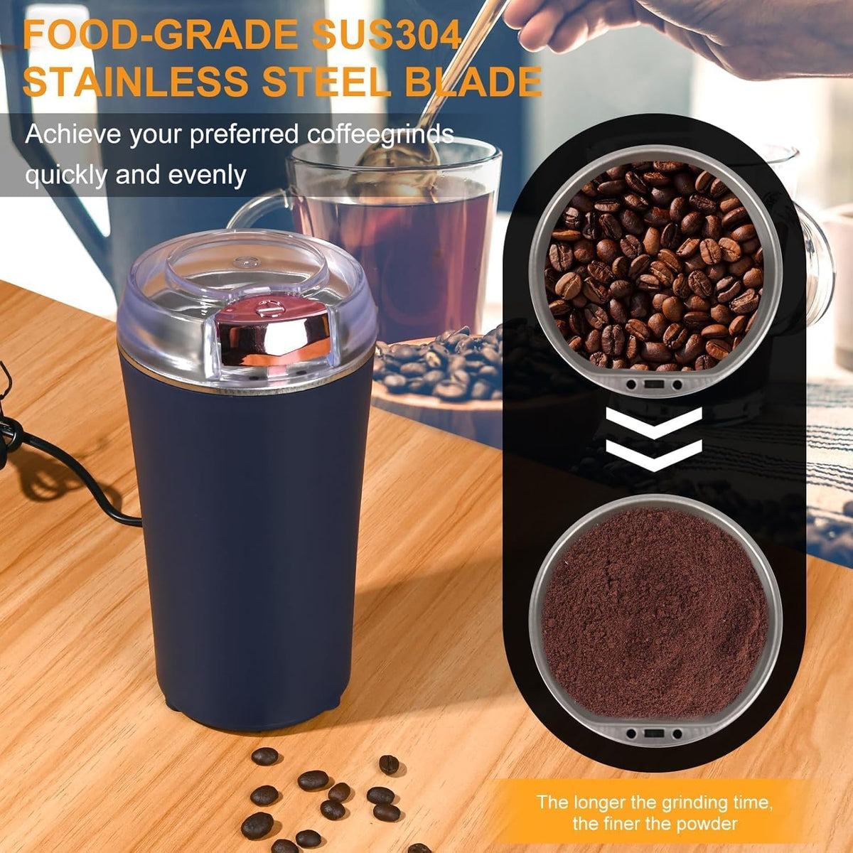 RareVerrse PowerGrind Pro – 200W Electric Grinder for Coffee, Spices & Nuts