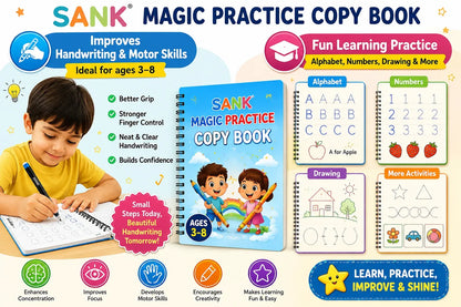 Magic Reusable Handwriting Practice Book Set for Kids