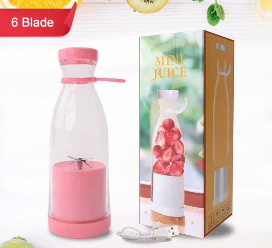 Blender Portable Juicer For Smoothie  Juice  Vegetable Shakes With 6 Blades Wireless Charging Mini Personal Size Mixer Bottle Grinder 420 Ml Multicolor
